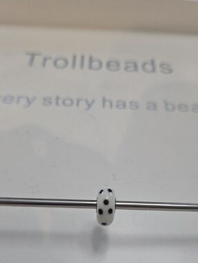 Trollbeads White Glass Bead with Black Dots